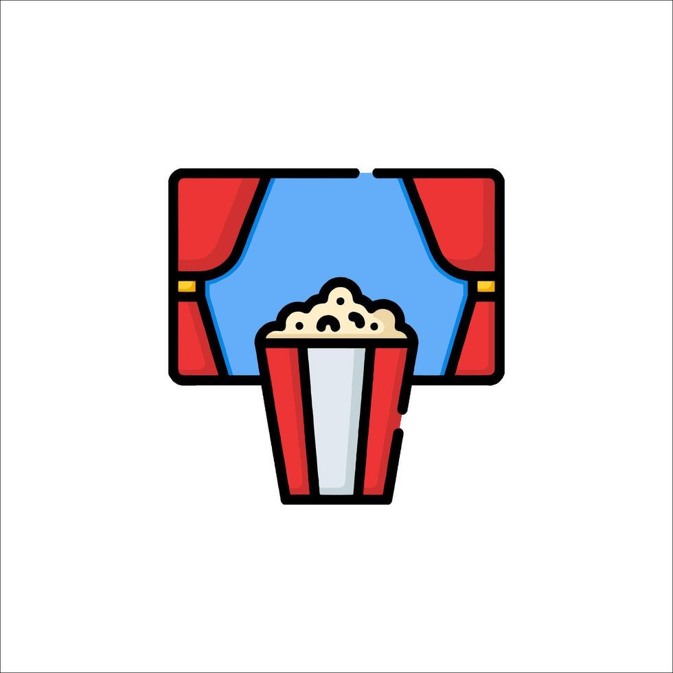 A movie theater with popcorn and a curtain vector