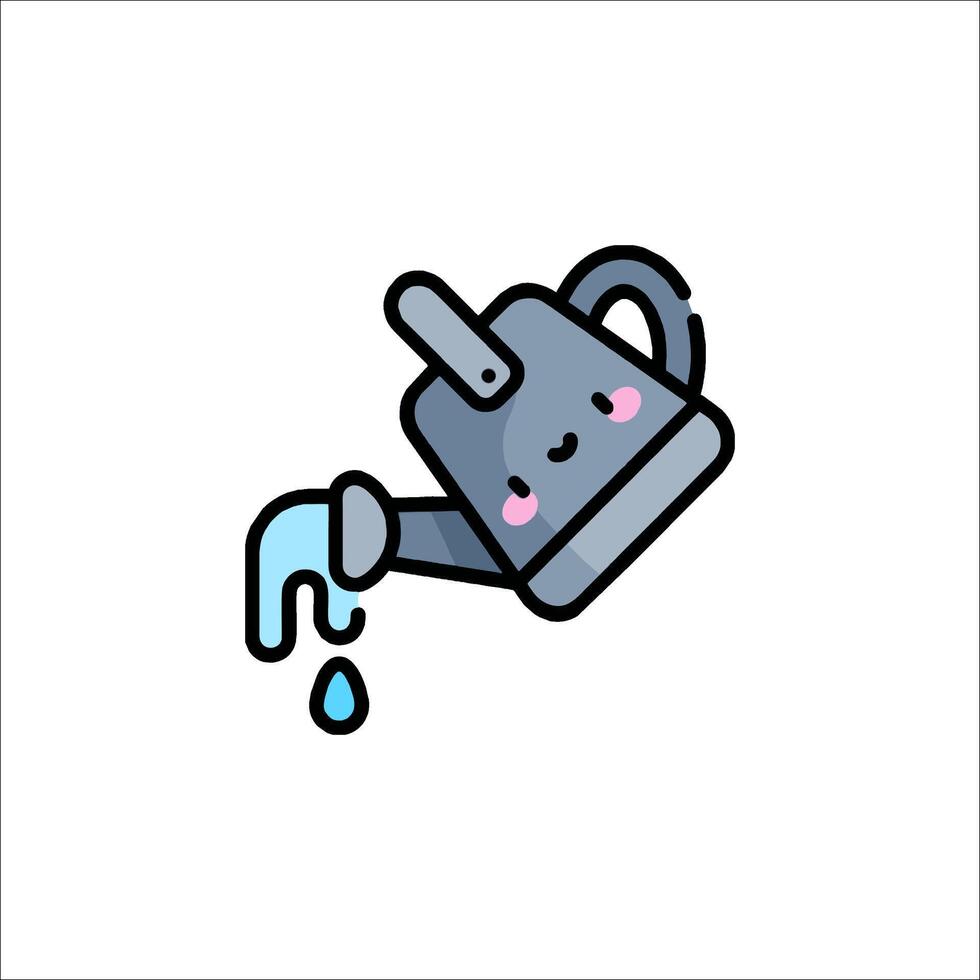 A cartoon watering can with a smiley face vector