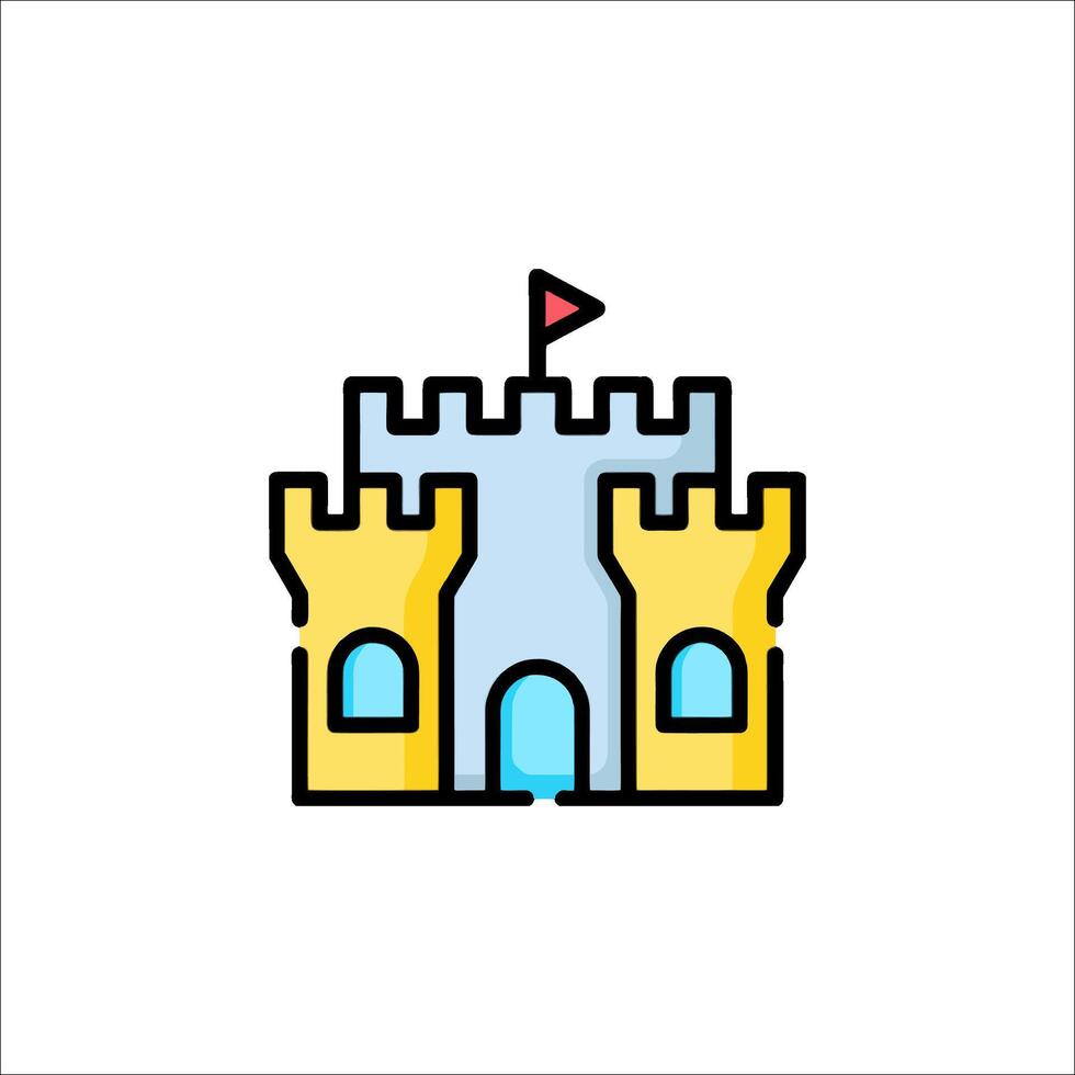 A castle icon with a flag on top vector