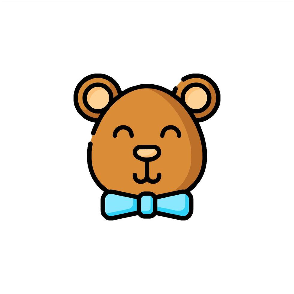 A cartoon bear with a bow tie on its head vector