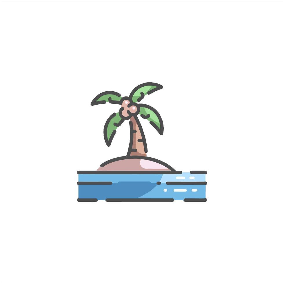 A palm tree on an island icon vector