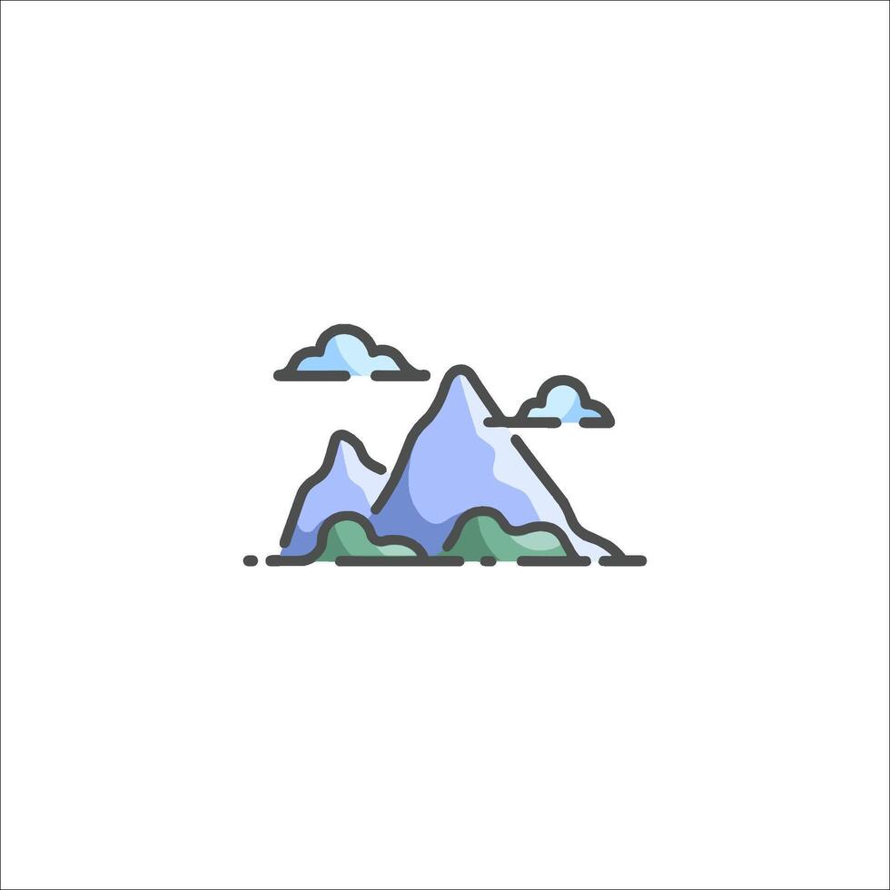 A mountain landscape with clouds and trees vector