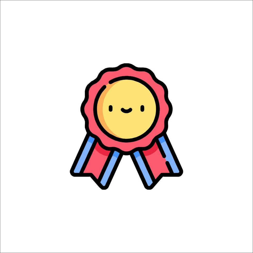 A cartoon award ribbon with a smiley face vector