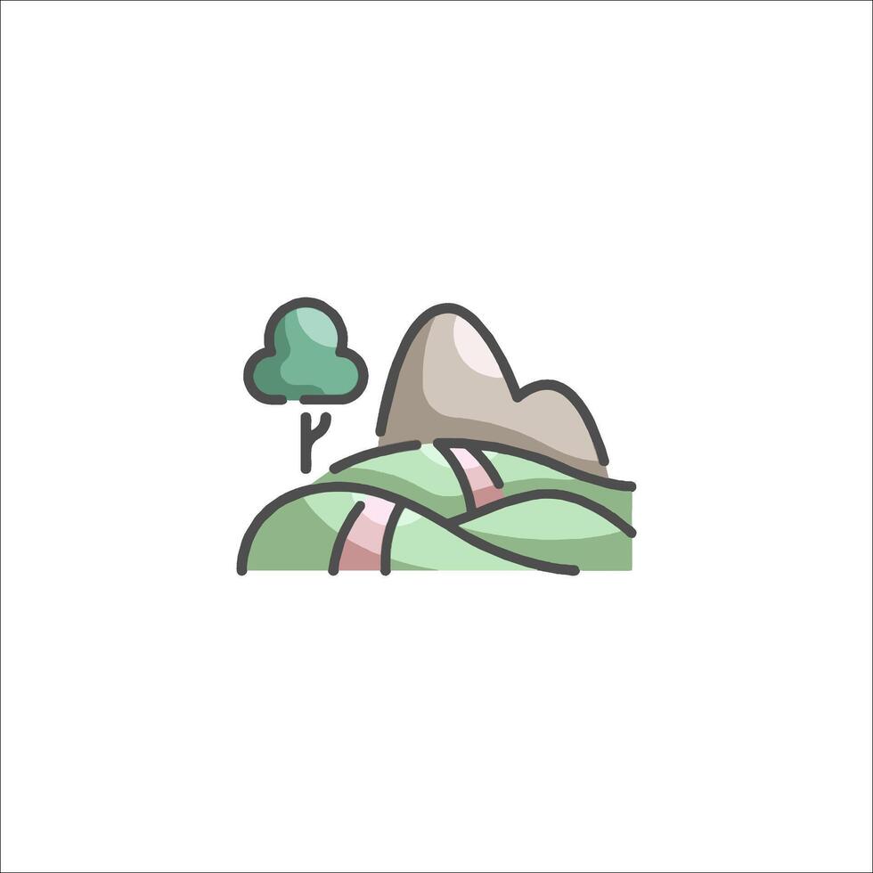 A mountain landscape with trees and rocks vector