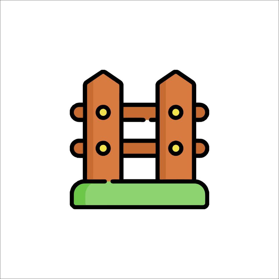 A wooden fence with two gates on it vector