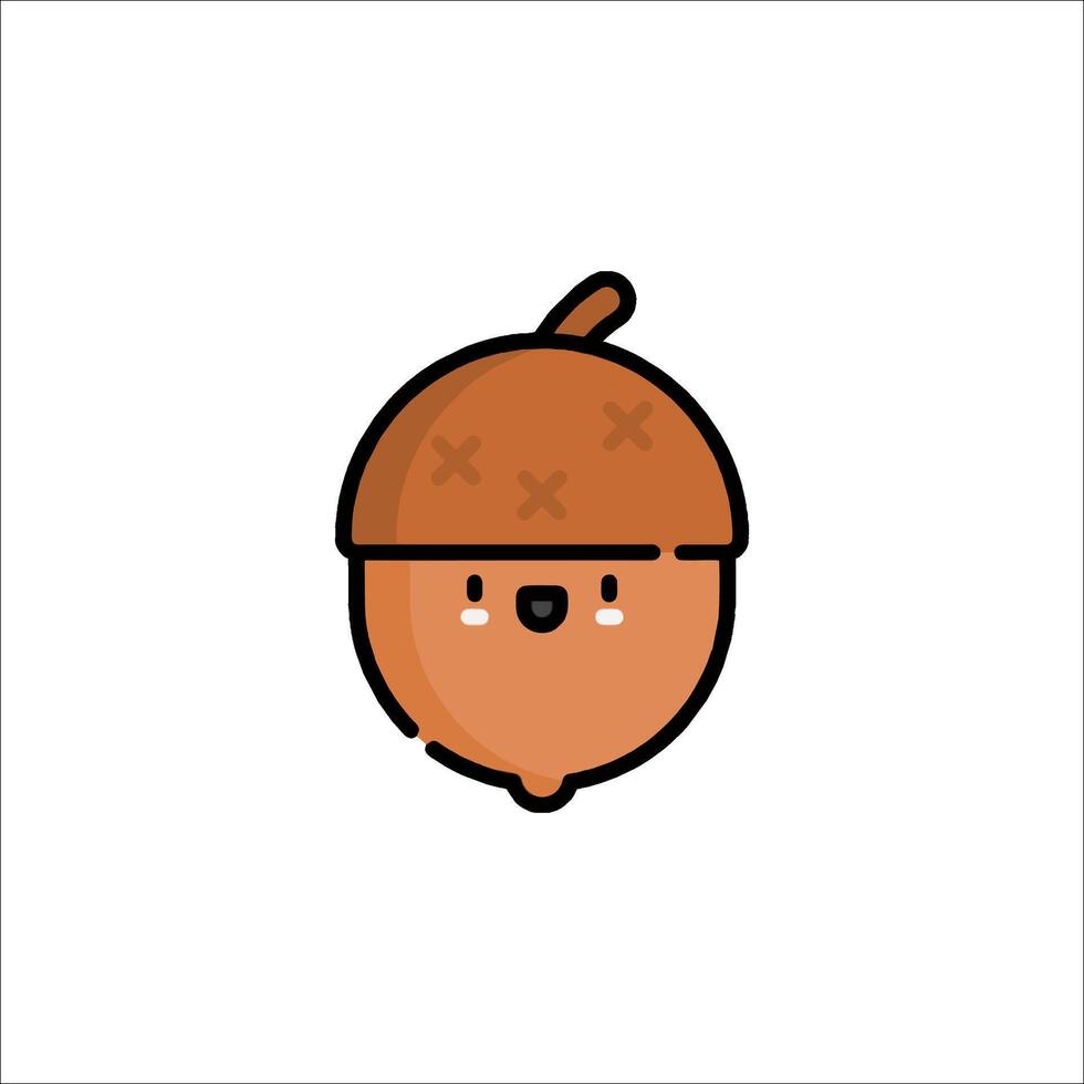 A cartoon acorn with a face and a smile vector