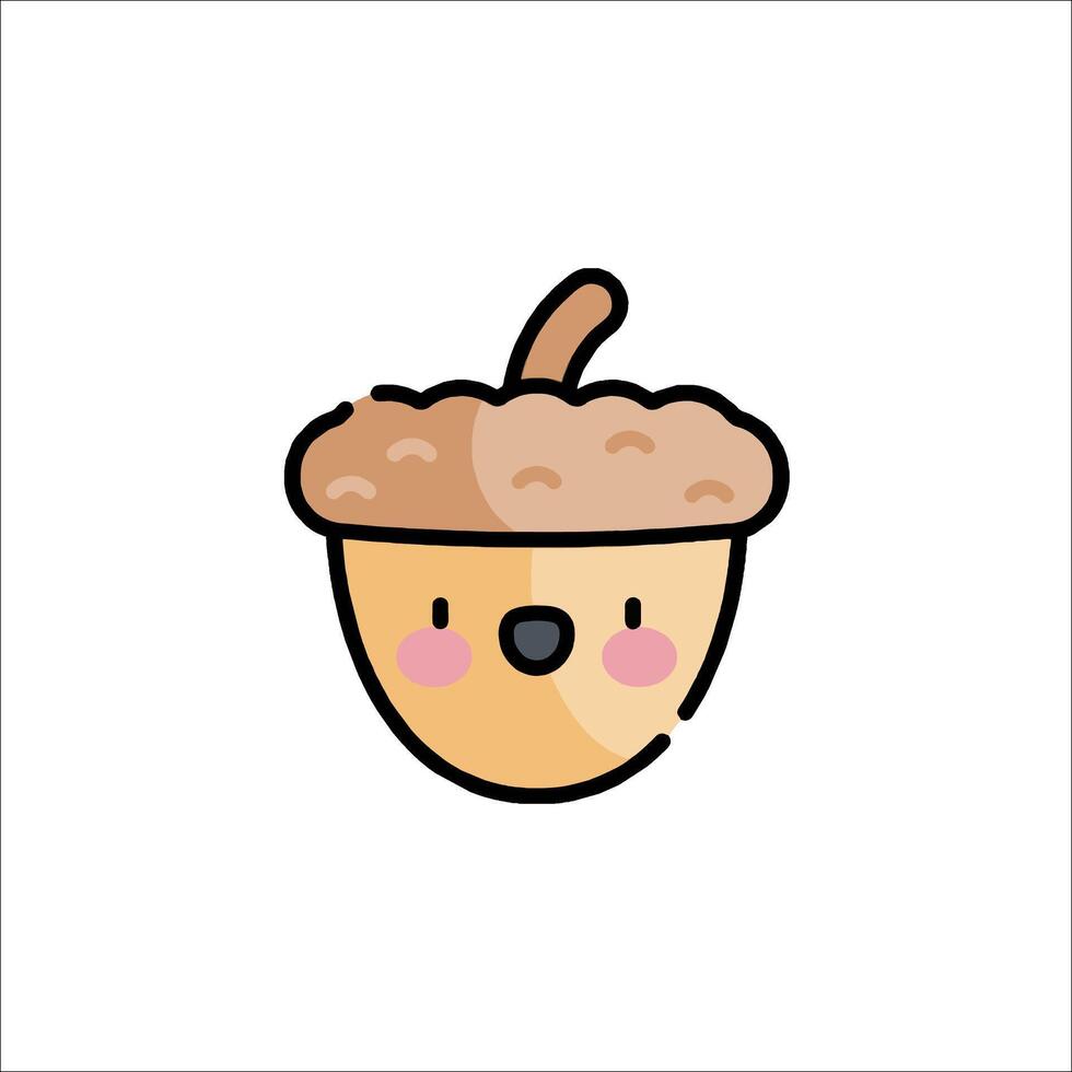 A cute cartoon acorn icon vector
