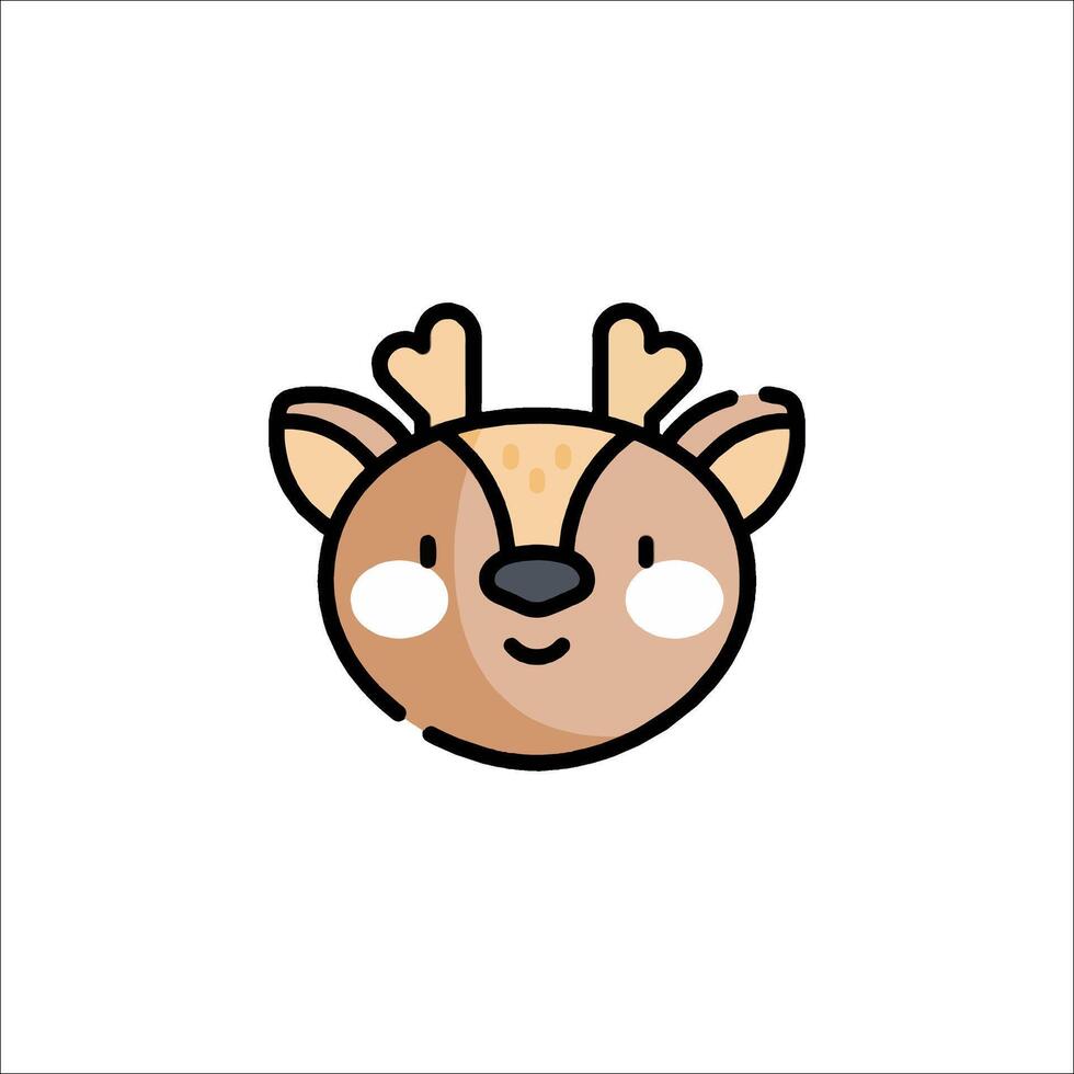 A cute deer head icon with horns and antlers vector
