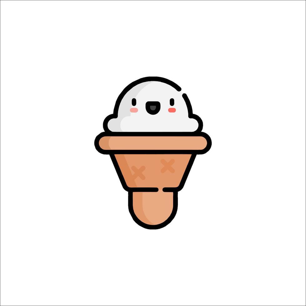 A cartoon ice cream cone with a smiley face vector