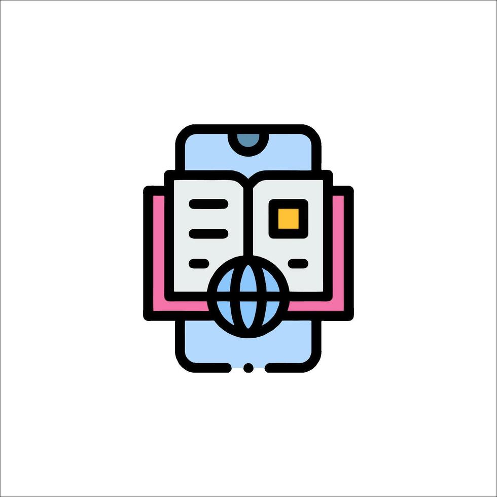 A book and a globe icon vector