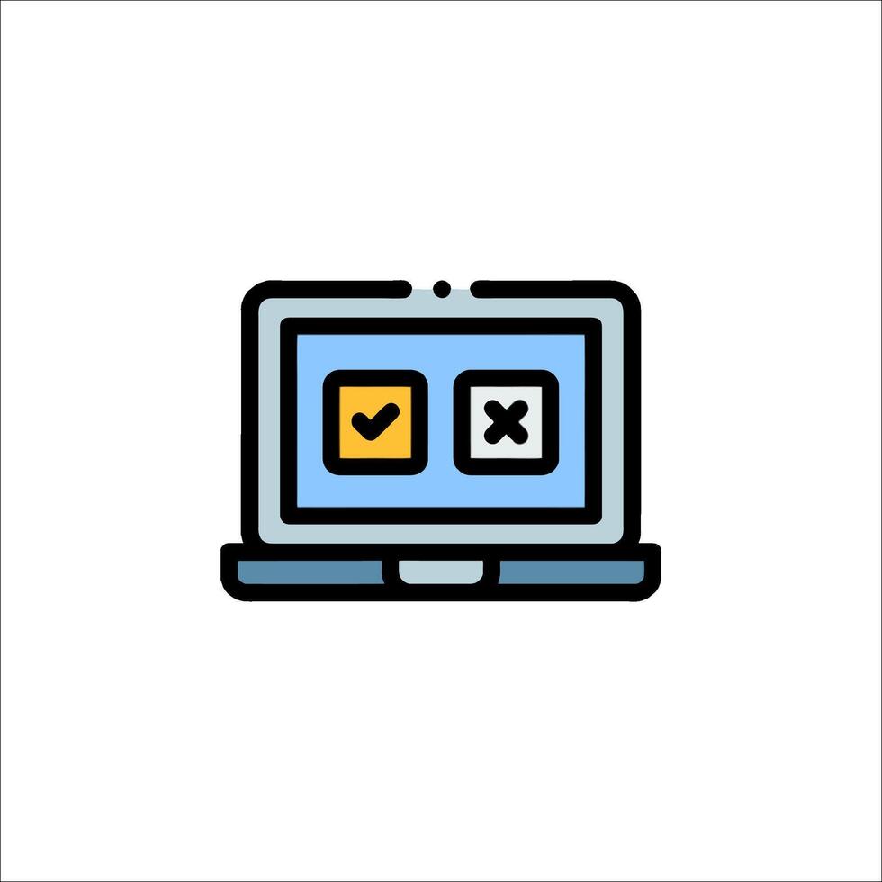 A laptop with check marks on it vector