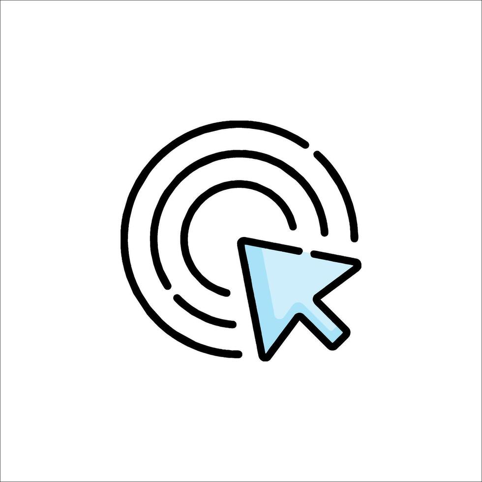 A circle with a blue arrow pointing to it vector