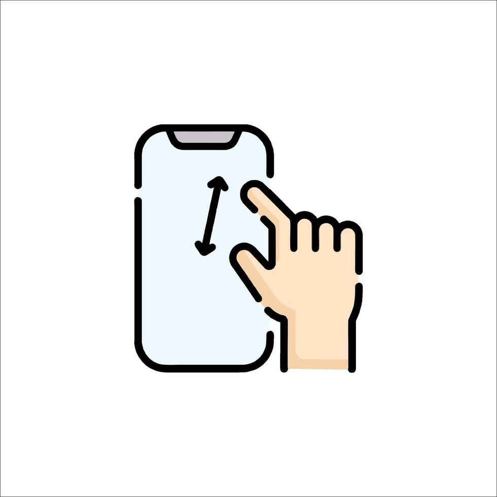 Hand touching a smartphone icon illustration vector