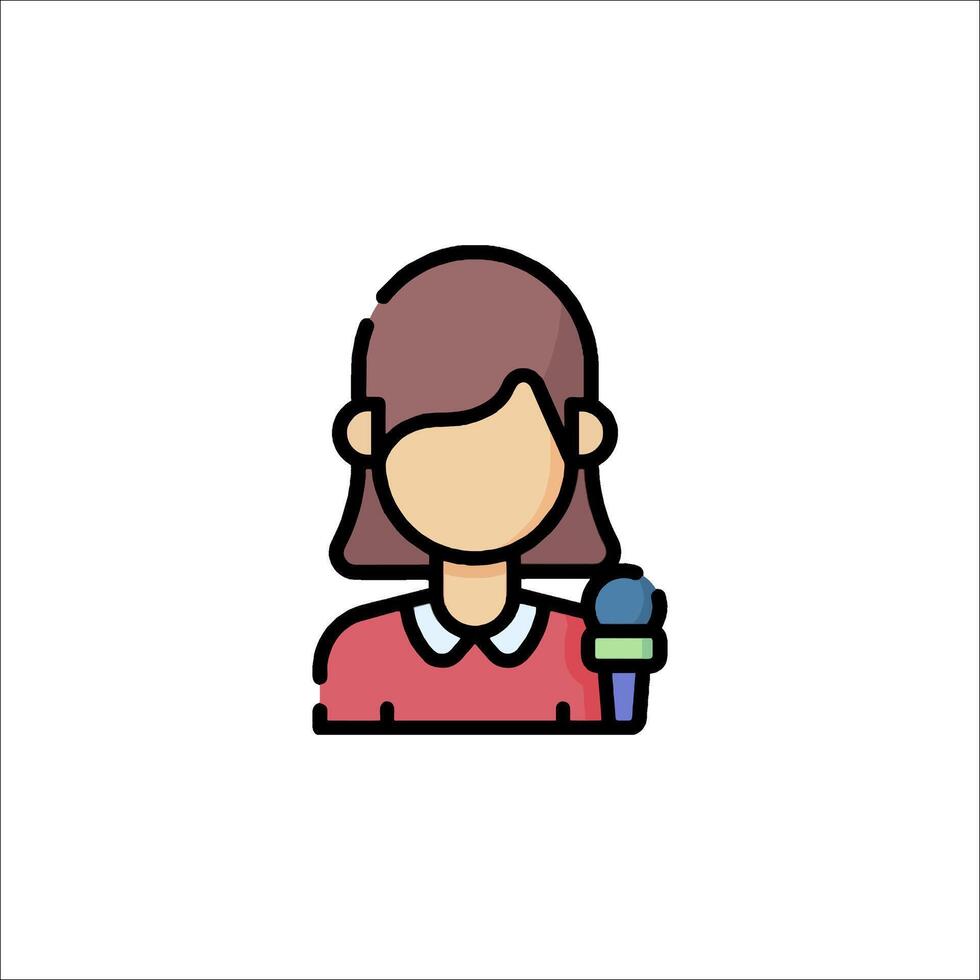 A woman with a microphone icon vector
