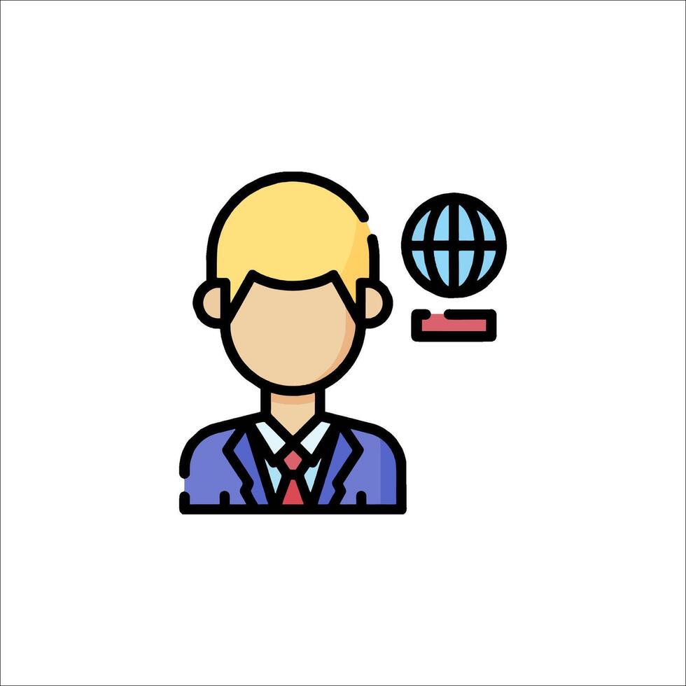 Businessman with globe icon illustration vector