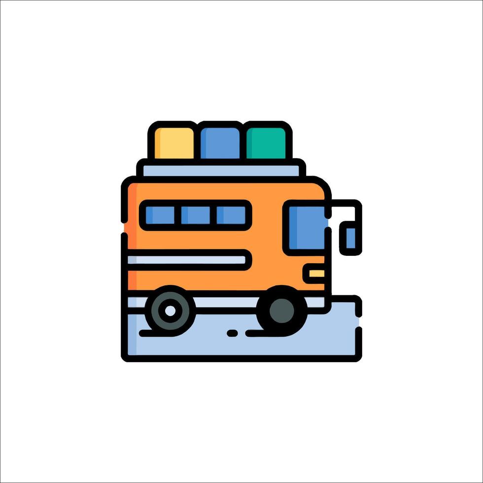 A bus with luggage on top of it vector