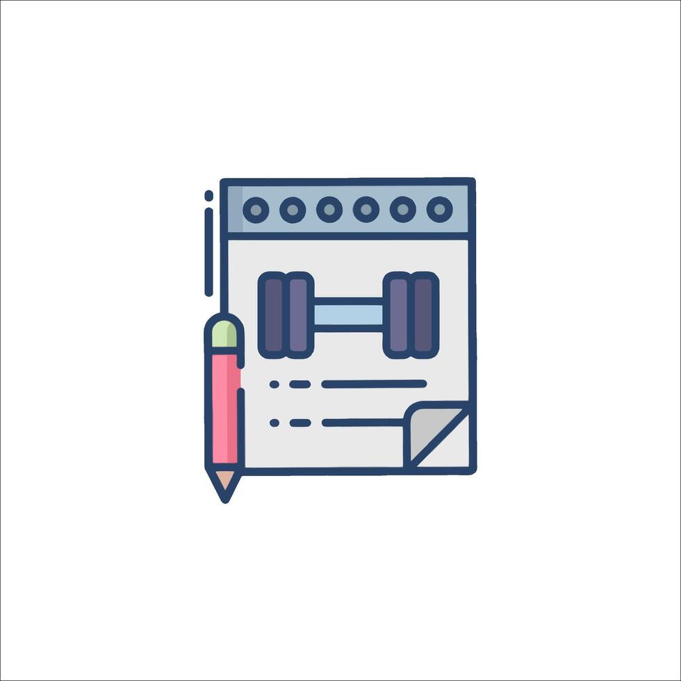 A pencil and paper with a barbell on it vector