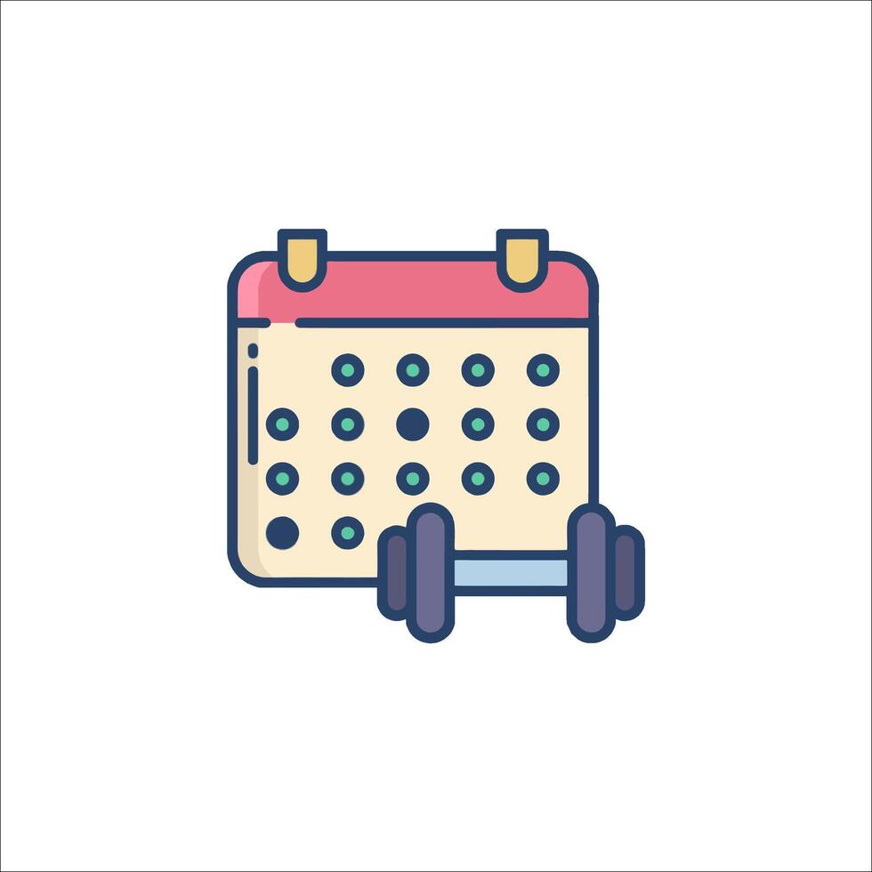 Calendar icon with dumbbells on white background vector
