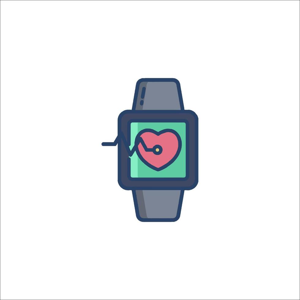A watch with a heart on it, with a line drawing of the heart vector
