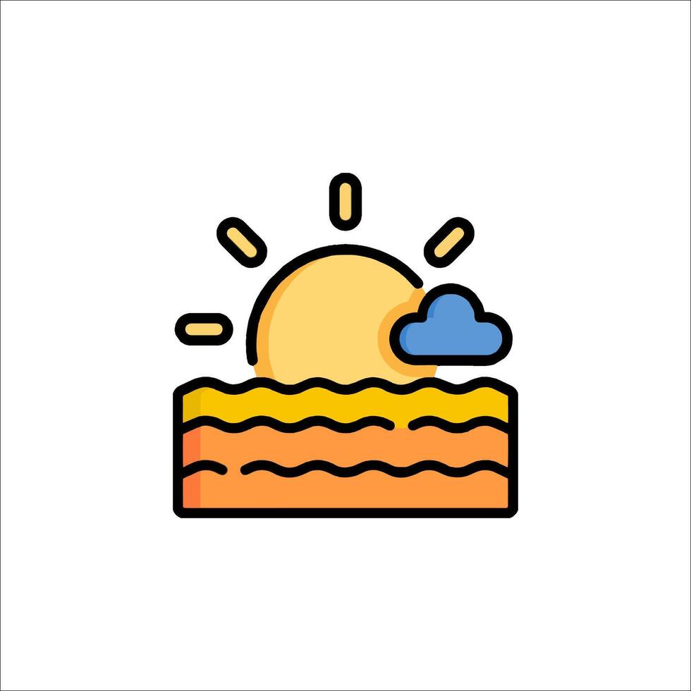 Sunset over the ocean icon vector