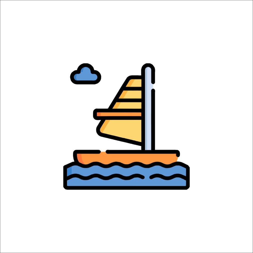 A sailboat floating in the ocean with a sail vector