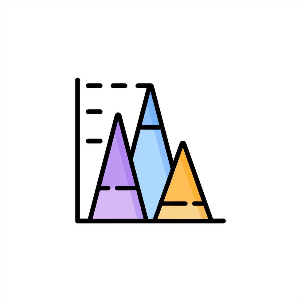 un línea dibujo de un grafico con Tres diferente colores vector