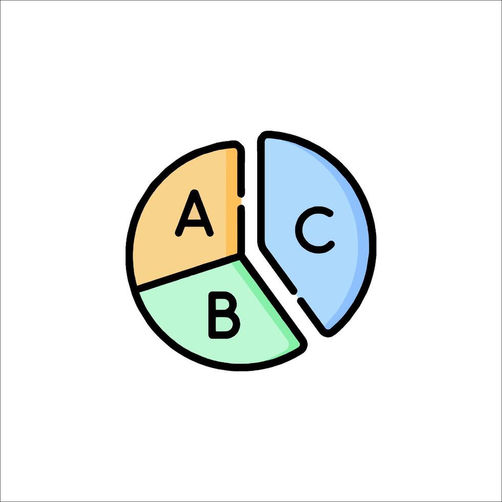 A pie chart with the letters abc vector