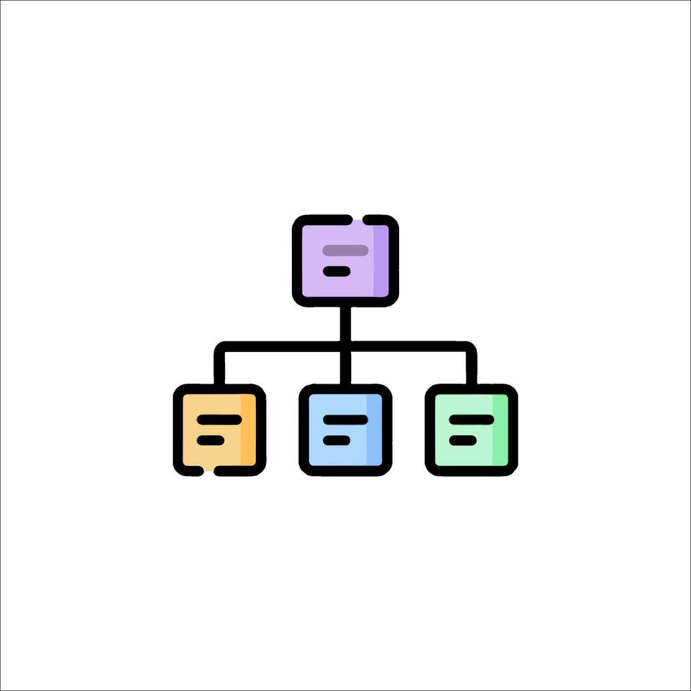 A simple icon of a tree with four boxes vector