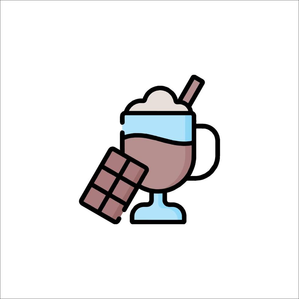 Hot chocolate with chocolate bar icon vector