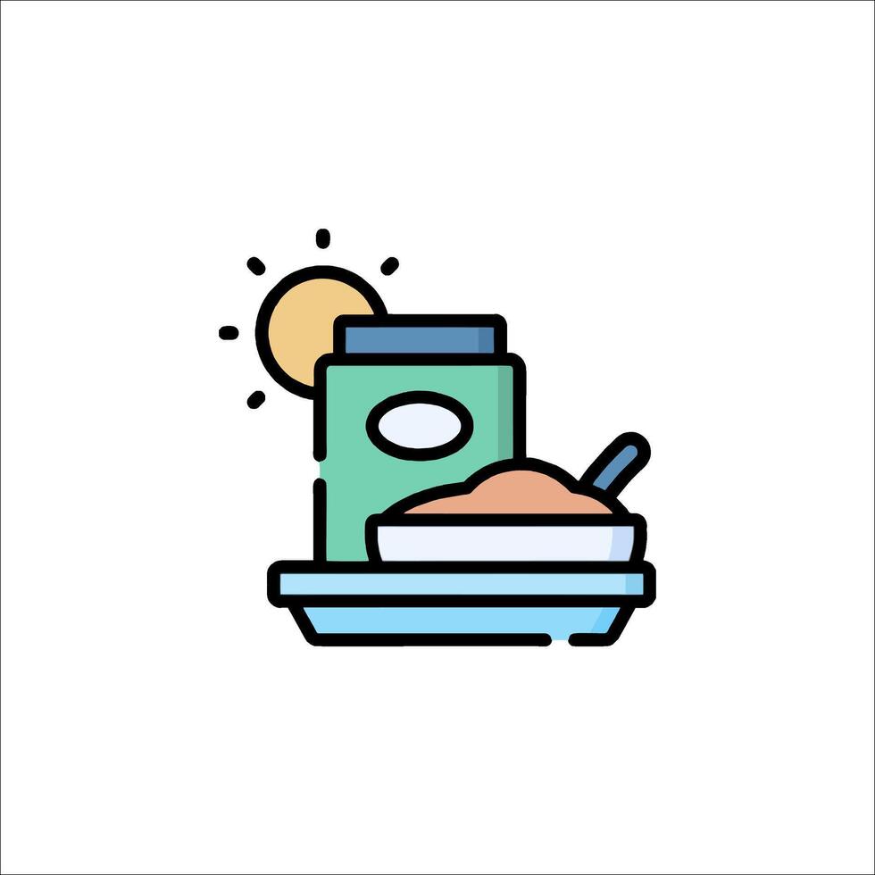 A container of food and a spoon on a plate vector