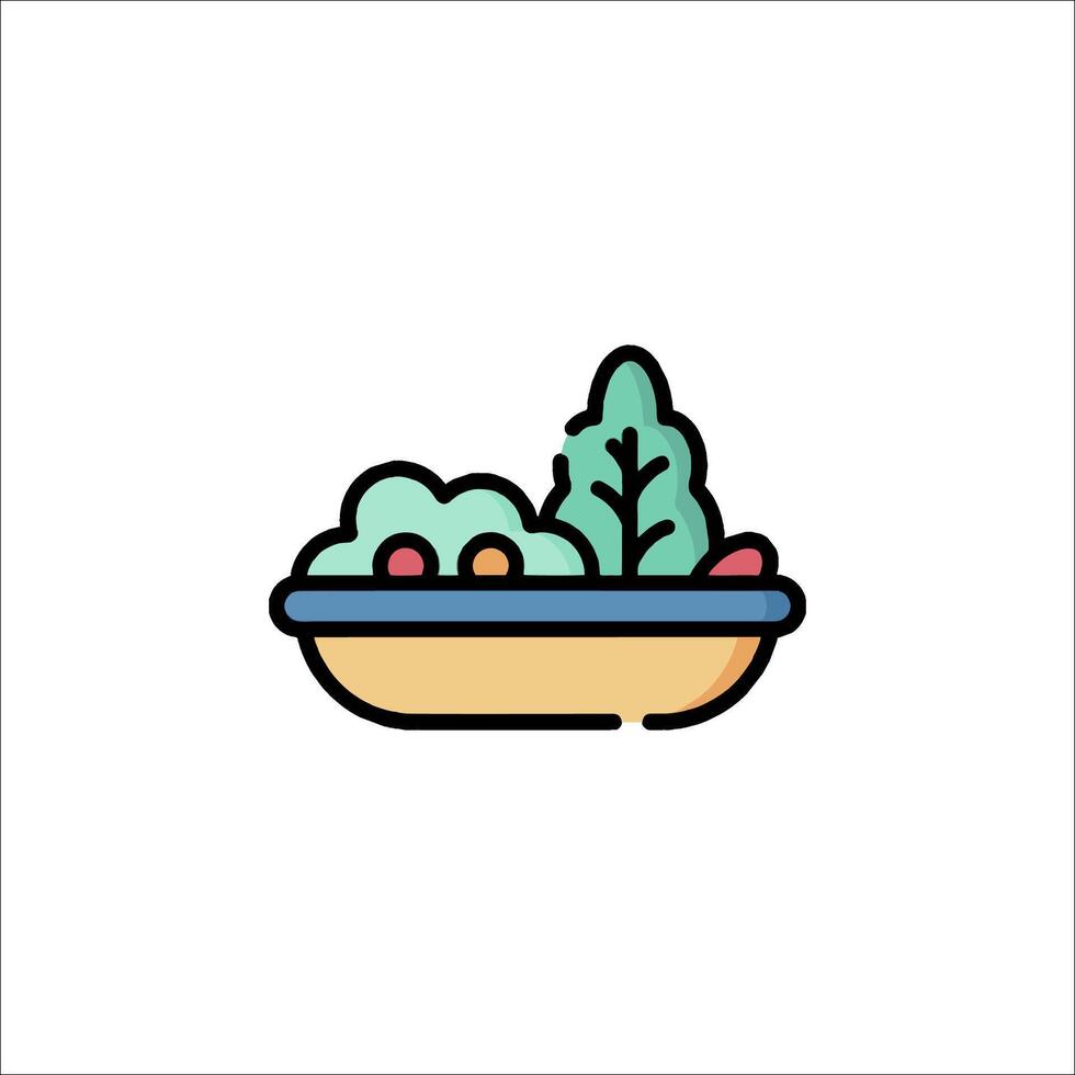 A bowl of vegetables with a green leaf on top vector