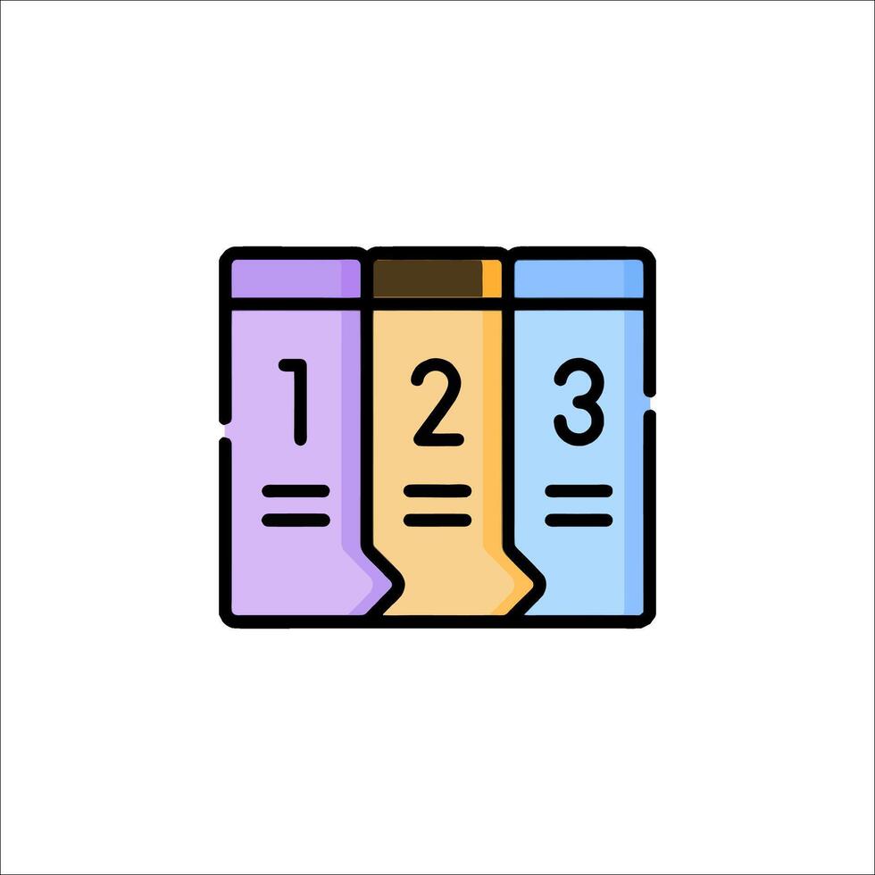 A line icon of three books with the number 12 vector