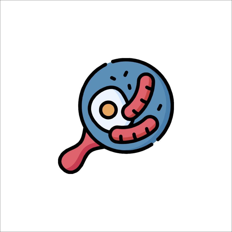 A cartoon egg and a spoon on a plate vector