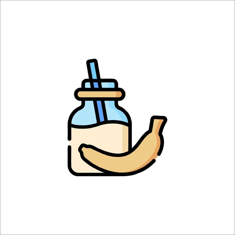 A jar with a banana and a straw vector