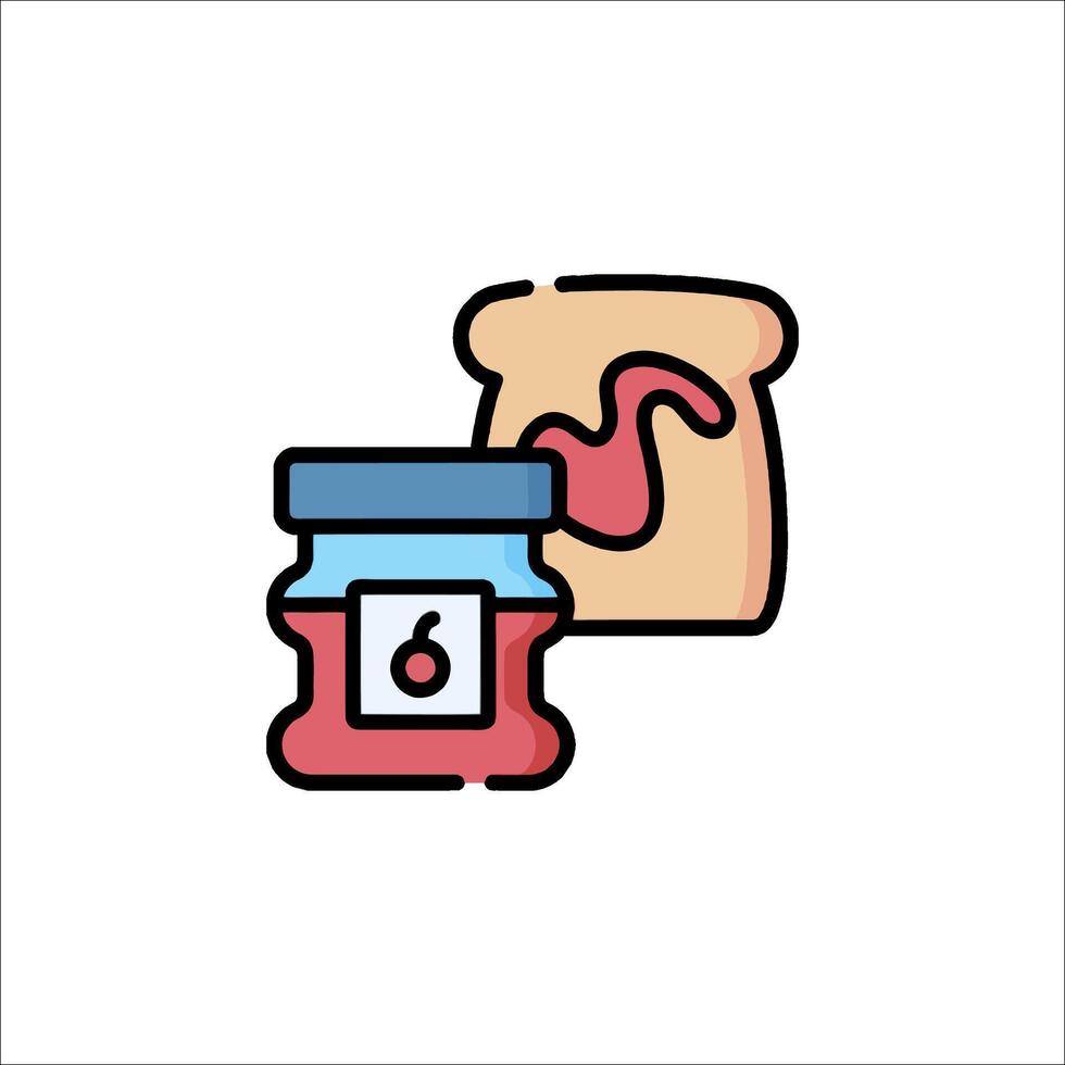 A jar of jam and bread icon vector