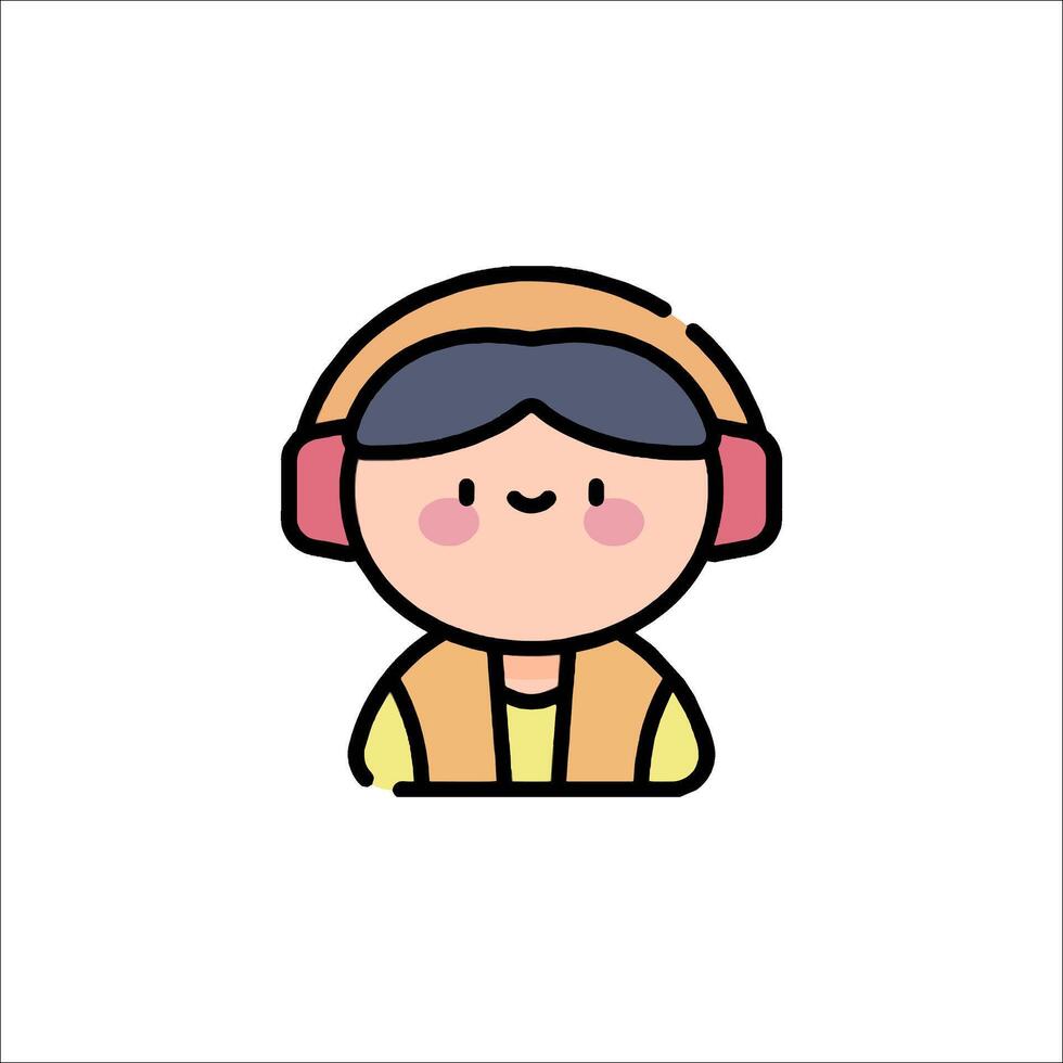 A girl wearing headphones icon vector