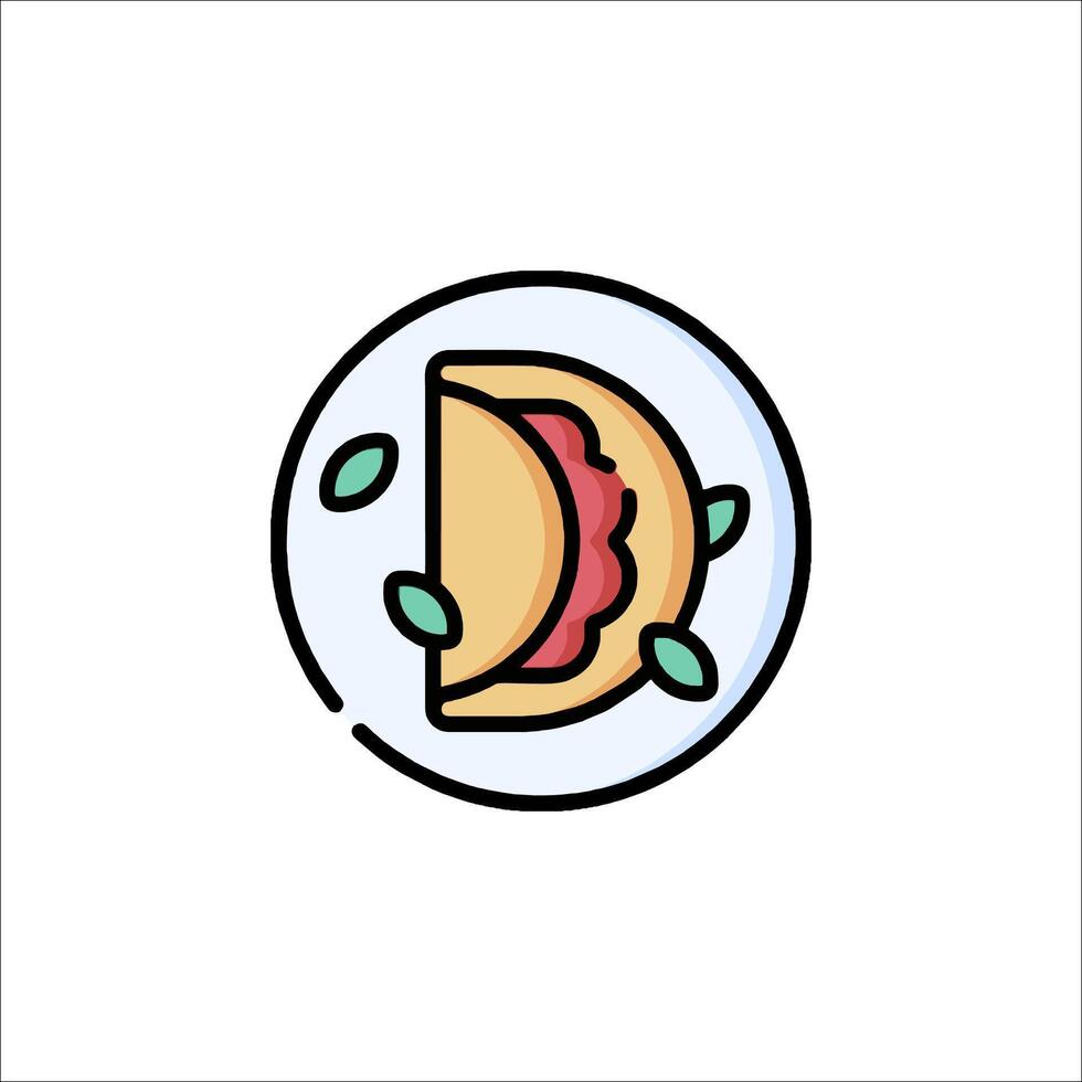 A taco on a plate icon in a flat style vector