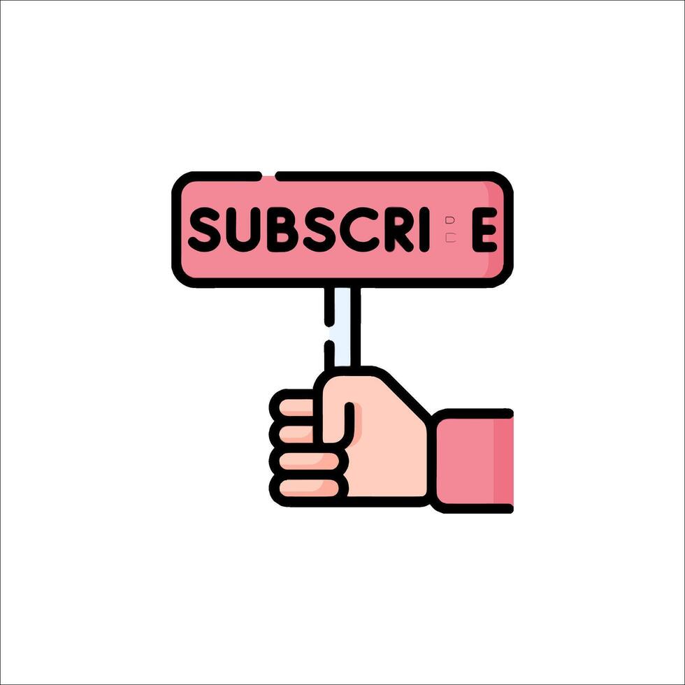 Subscribe icon hand holding a sign vector