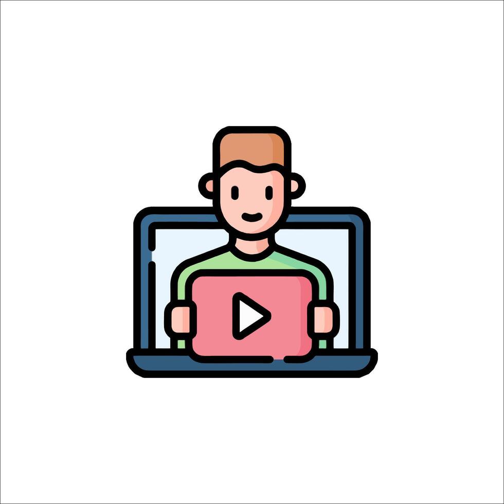 A man is playing a on a laptop vector