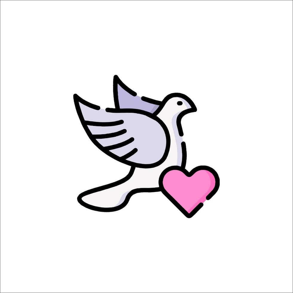 A dove with a pink heart icon vector
