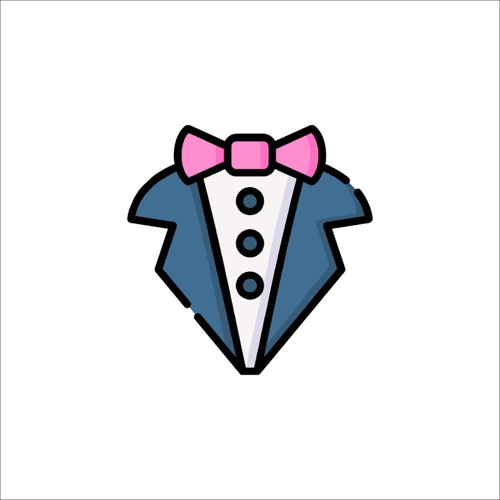 A tuxedo with a pink bow tie on it vector