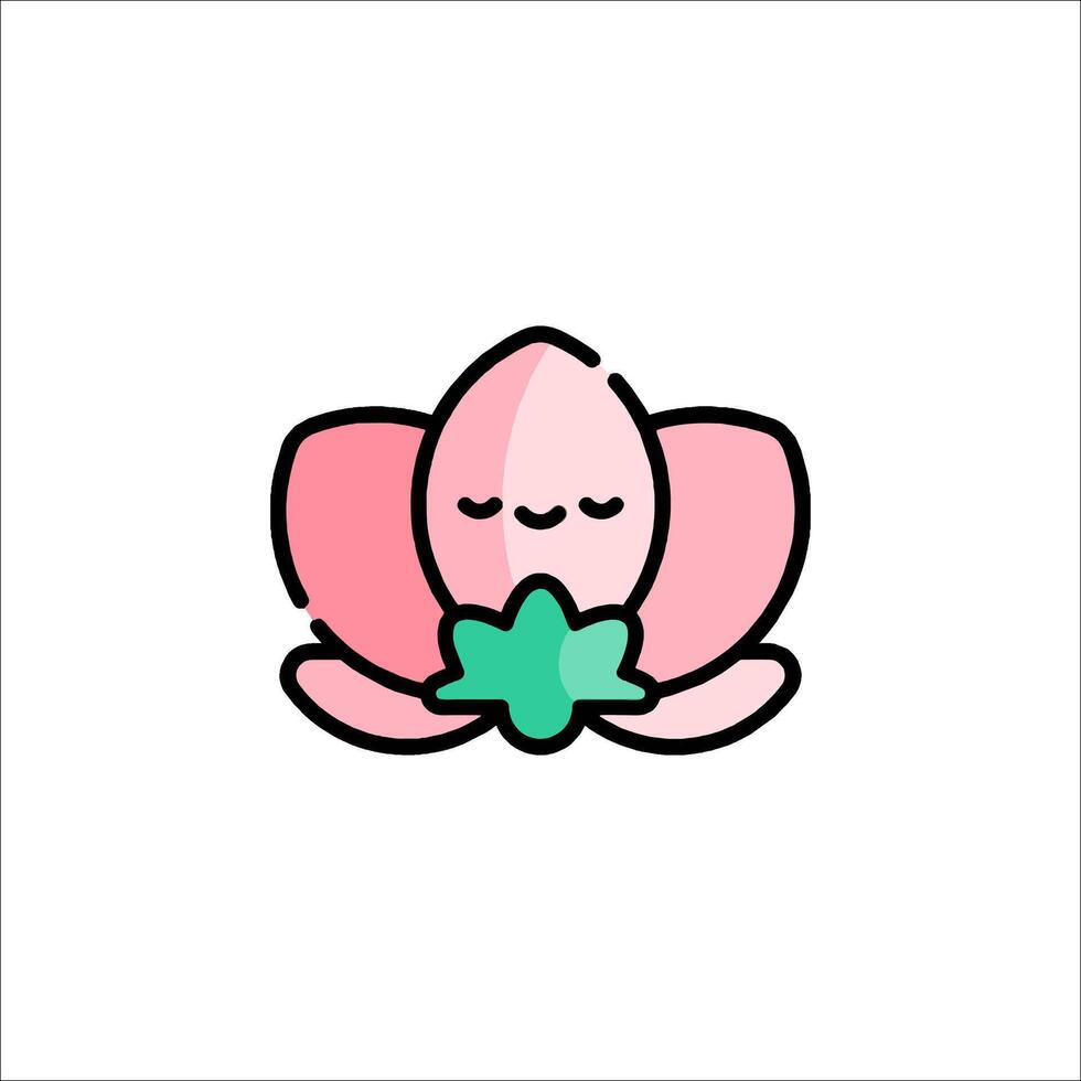 A pink flower with a green leaf on it vector