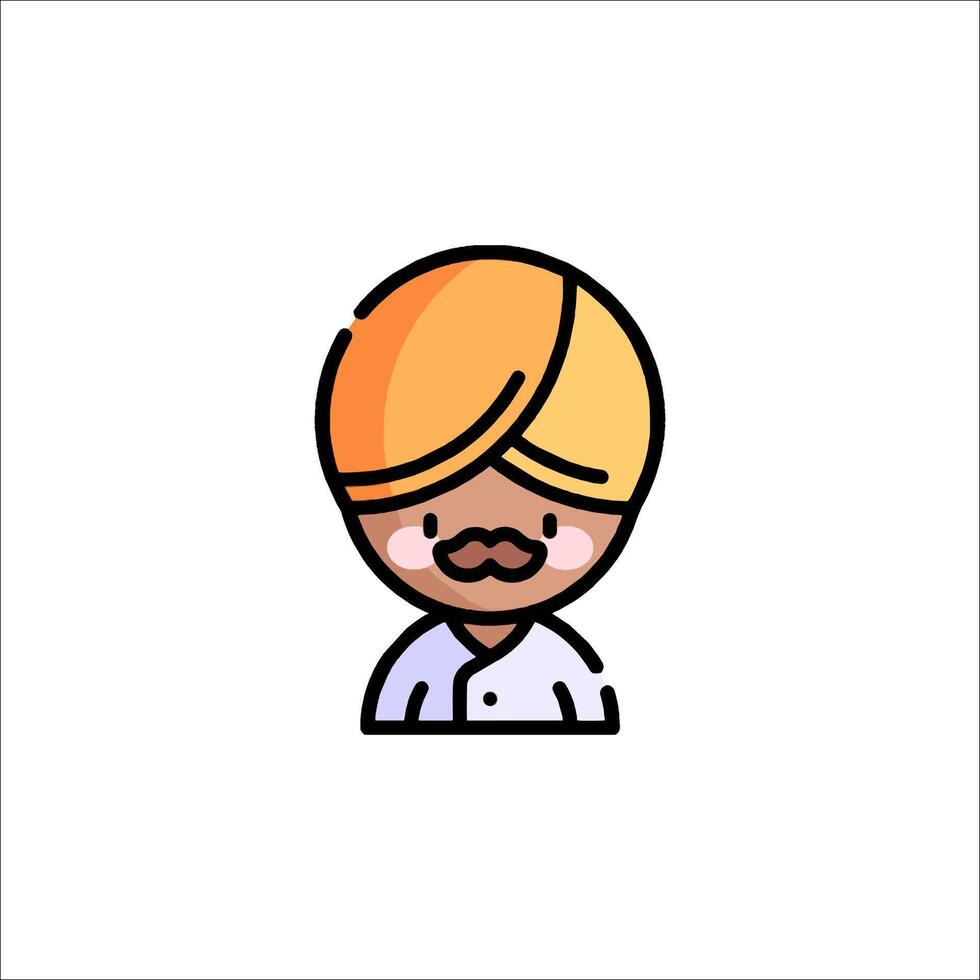 Indian man with turban icon vector
