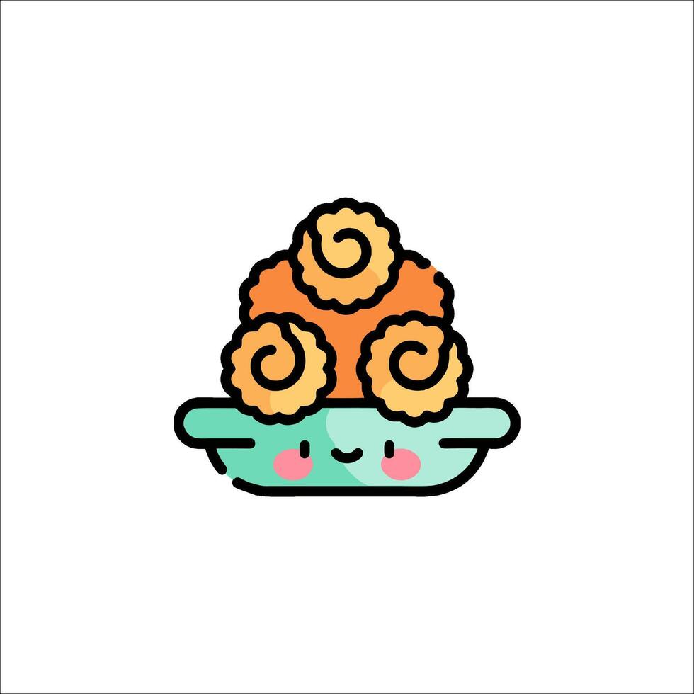 A cute little bowl of food with a smiley face vector