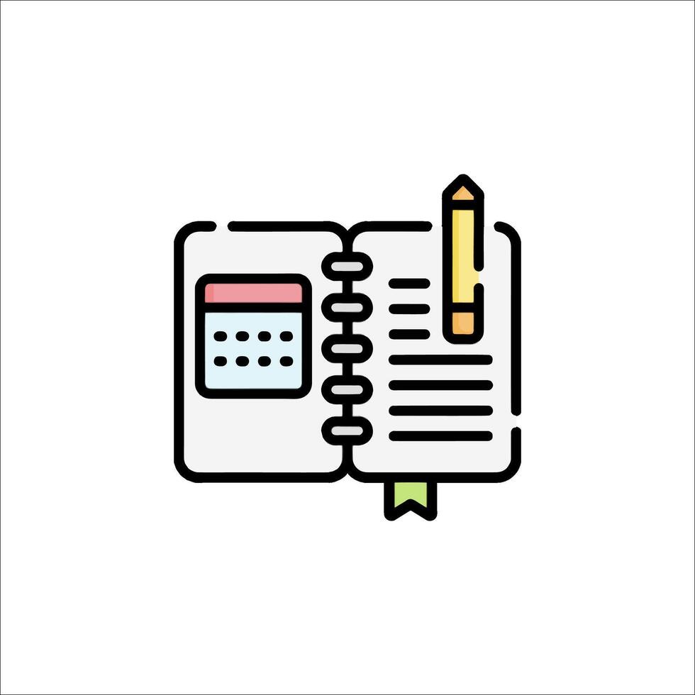 A notebook and pencil icon on a white background vector