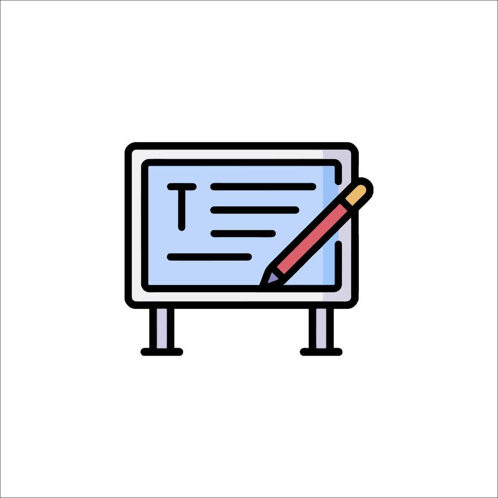 Teacher's board with pencil and paper icon illustration vector