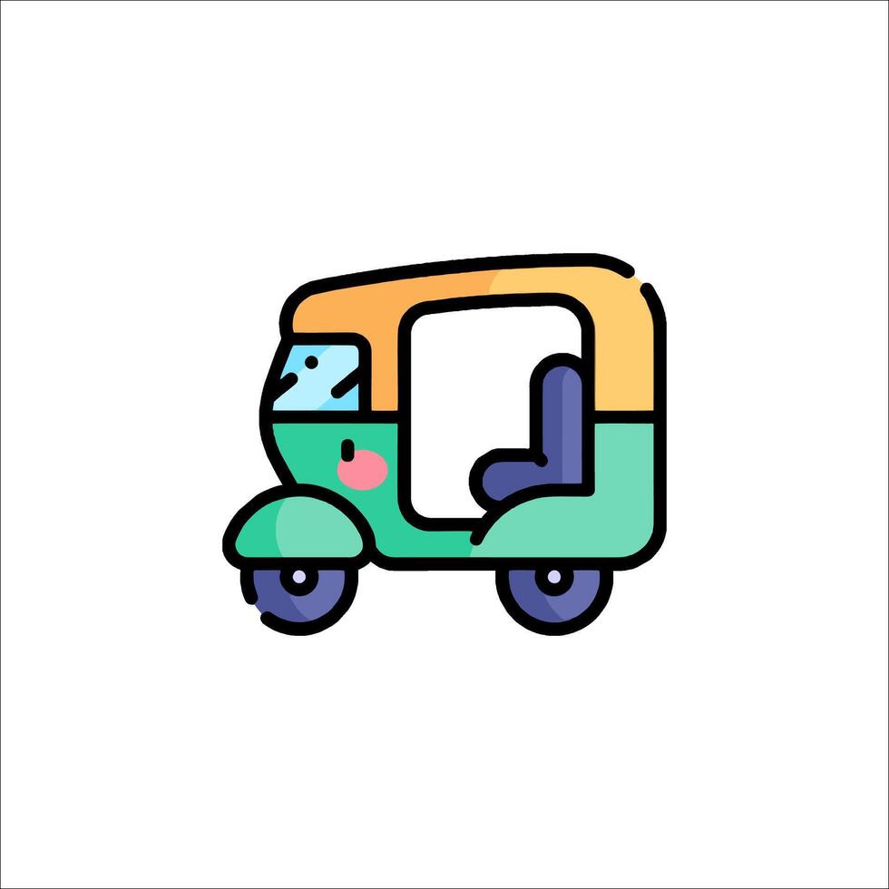 A tuk tuk icon with a smiley face vector
