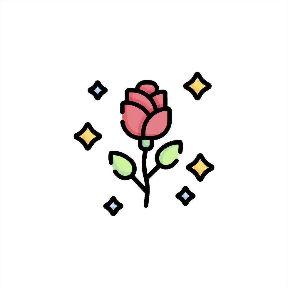A rose with stars and a heart vector