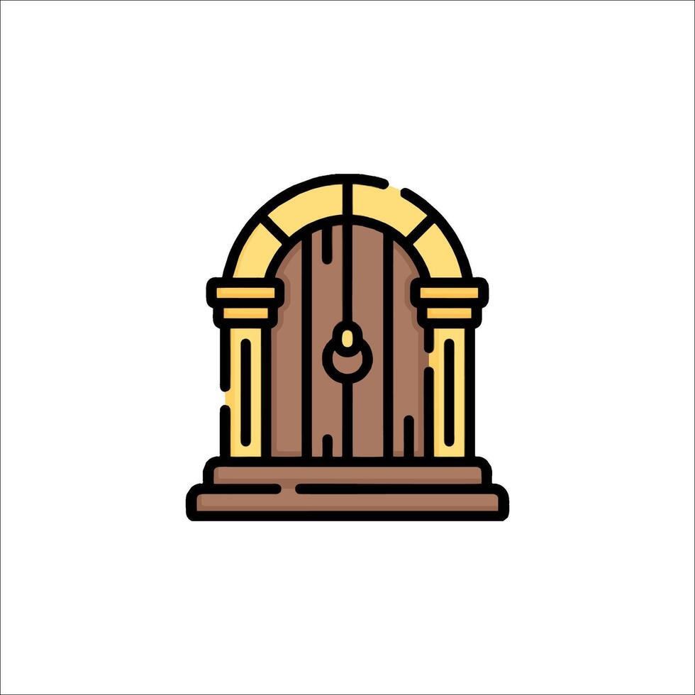 An illustration of a door with a key vector