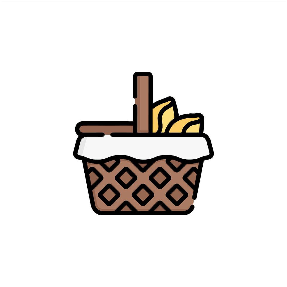 A basket with food in it on a white background vector